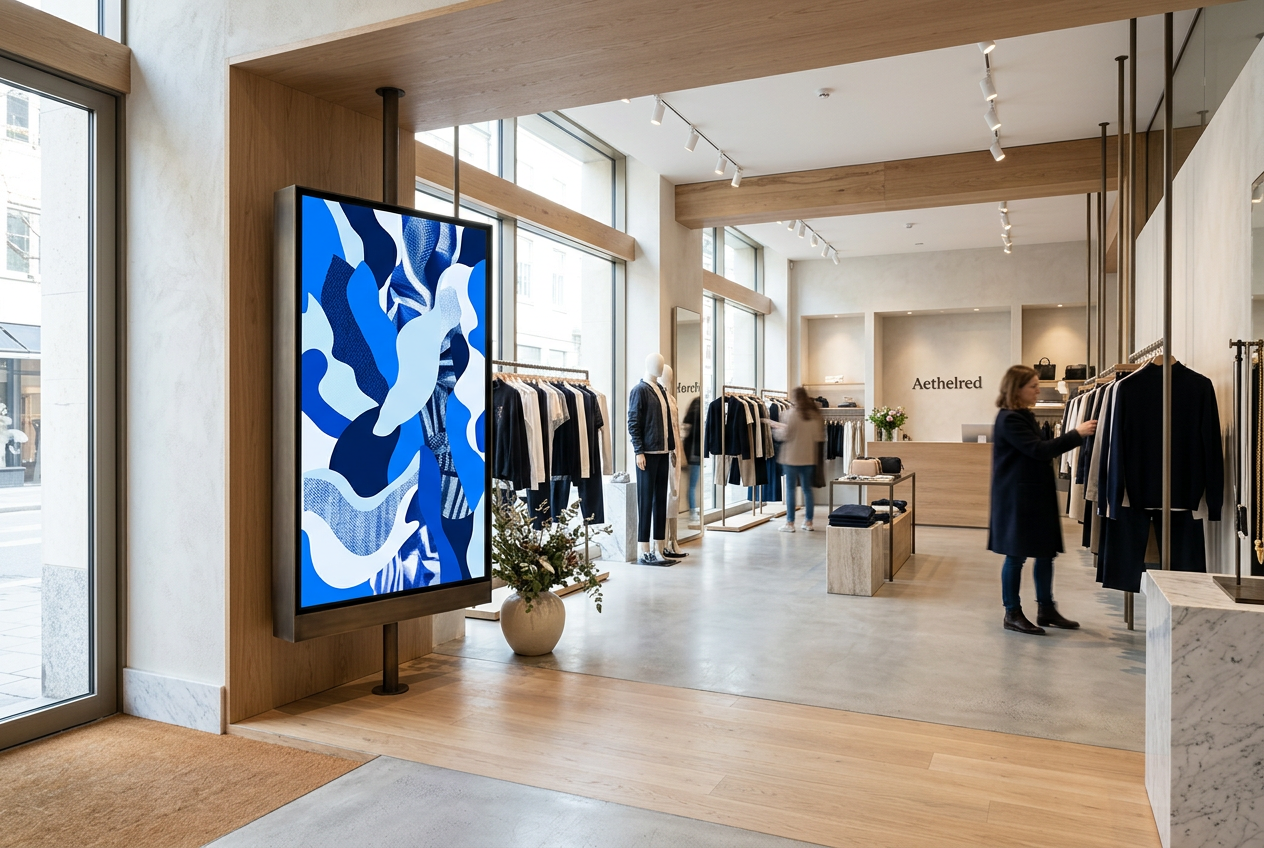 Digital signage display in a modern retail store